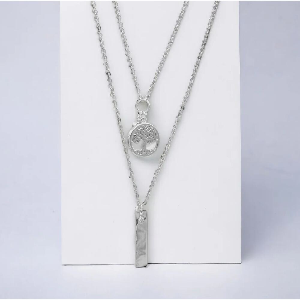 Stella Double Necklace Live Tree Silver Chain Necklace